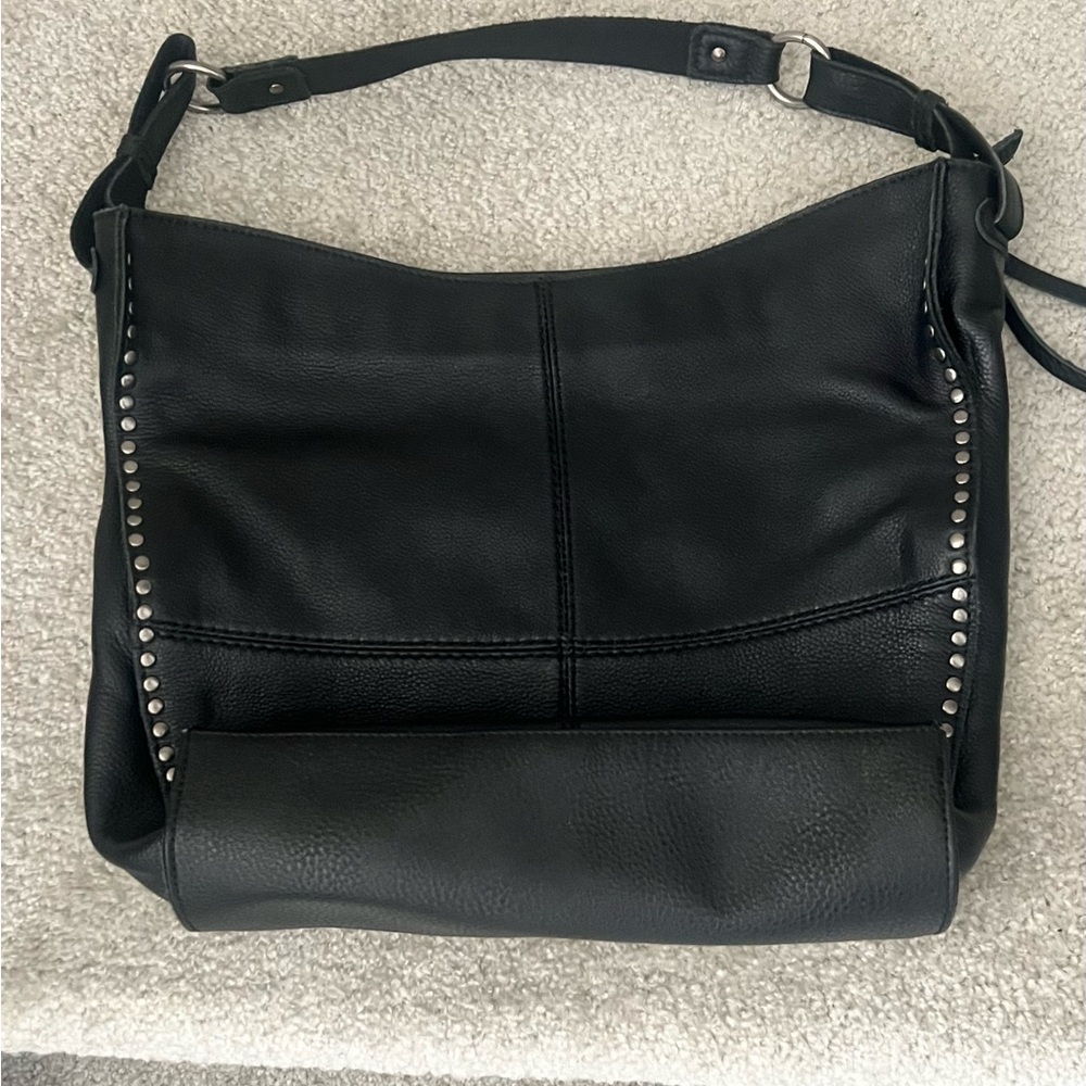 The Sax Black side studded leather purse 14"x 12"